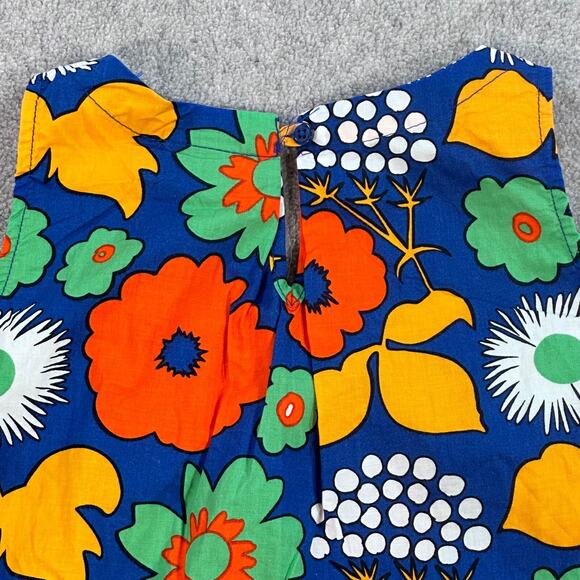 Marimekko For Target Girls Sleeveless Blouse Size Medium Retro Floral Blue Orang - Picture 8 of 9